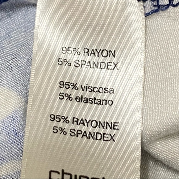 Chico’s Geometric Lace Up Blouse Size Large Blue Orange Abstract Print Top - Picture 9 of 11